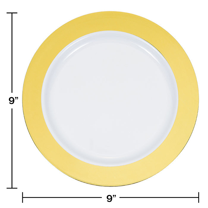 Party Decorations 9" Gold Rim Plastic Plate 10ct