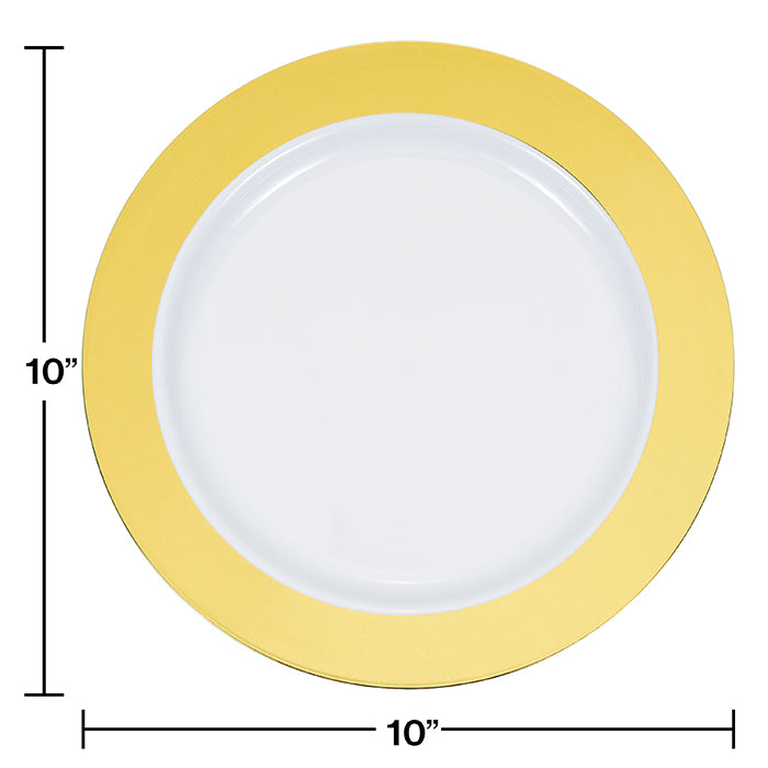 Party Decorations 10.25" Gold Rim Plastic Plate 10ct