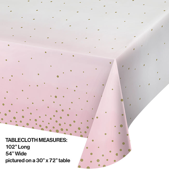 Party Decorations Pink Gold Celebration Paper Tablecover 54" X 102"