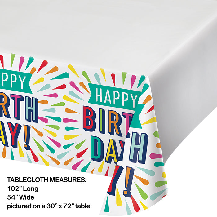 Party Decorations Birthday Burst Paper Tablecover Border Print 54" X 102"