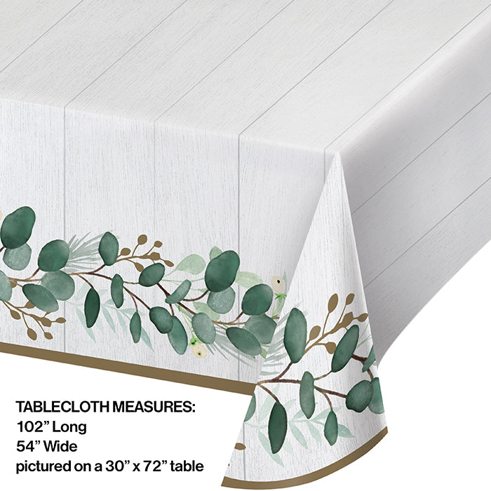 Party Decorations Eucalyptus Greens Paper Tablecover 54" X 102"