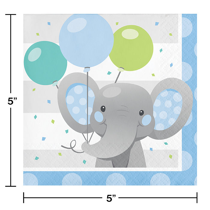 Party Decorations Enchanting Elephants Boy Beverage Napkins 16ct