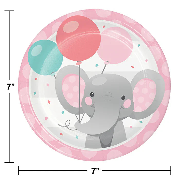 Party Decorations Enchanting Elephants Girl Birthday Party Kit for 8 (46 Total Items)