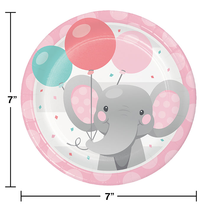 Party Decorations Enchanting Elephants Girl Dessert Plate 8ct