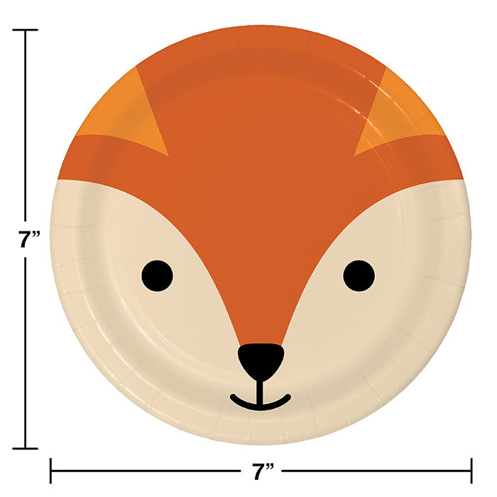 Party Decorations Animal Faces Paper Dessert Plate, Fox 8ct