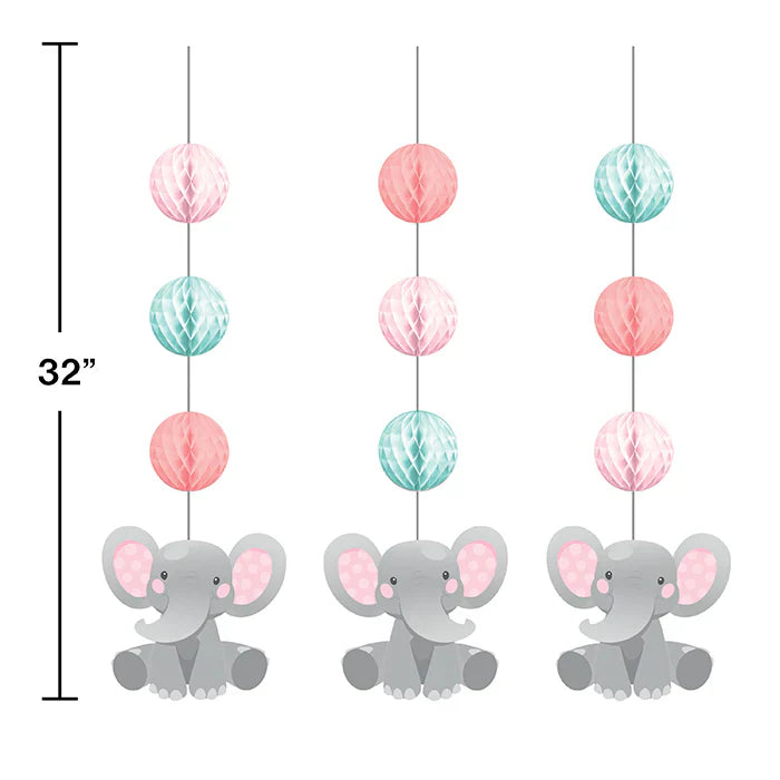 Party Decorations Enchanting Elephants Girl Birthday Party Kit for 8 (46 Total Items)