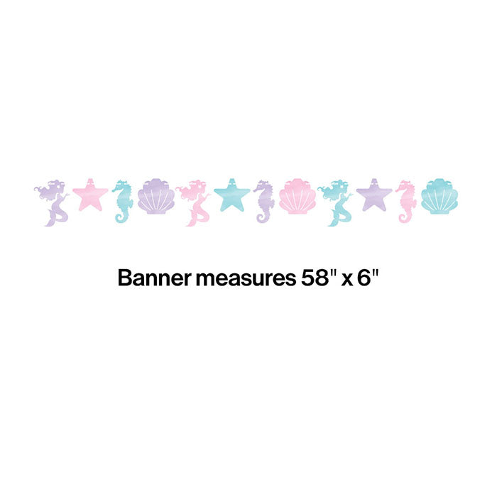 Party Decorations Mermaid Shine Shaped Banner W/Twine