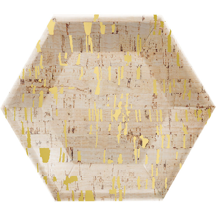 Party Decorations Dessert Plate, 8" Hexagon, Cork, 8 ct