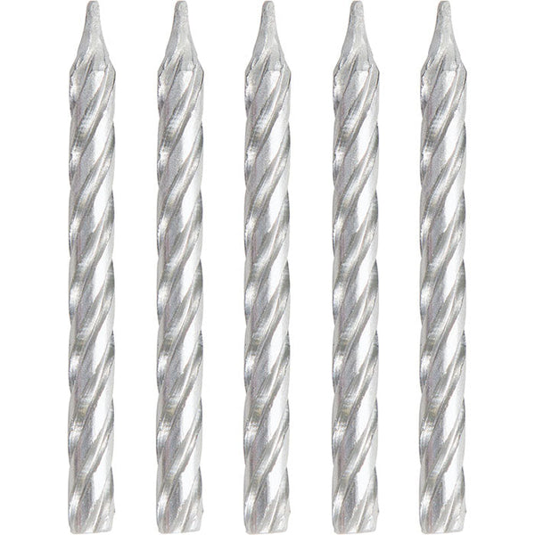 Party Decorations Silver Spiral Candles, 24 Count