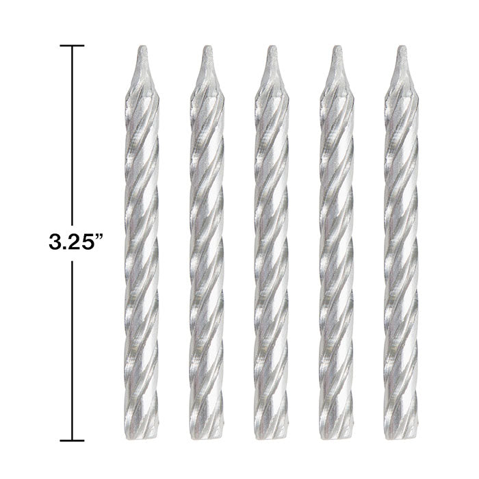 Party Decorations Silver Spiral Candles, 24 Count