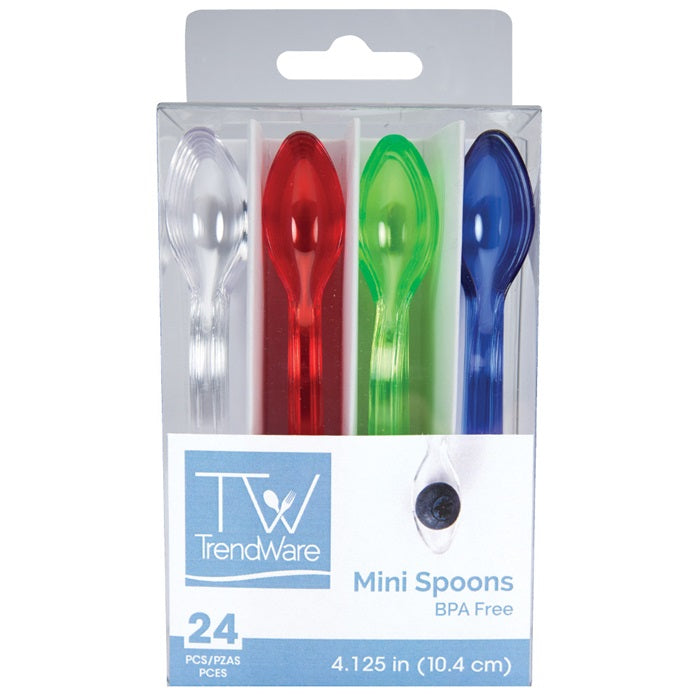 Party Decorations Assorted Color Mini Appetizer Spoons, 24 ct