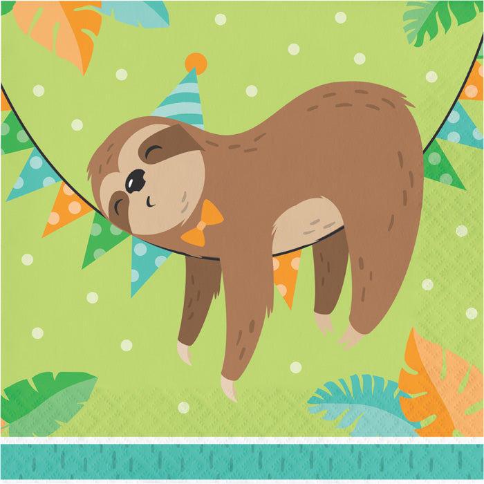 Party Decorations Sloth Party Napkins, Pack Of 16