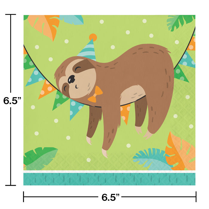 Party Decorations Sloth Party Napkins, Pack Of 16