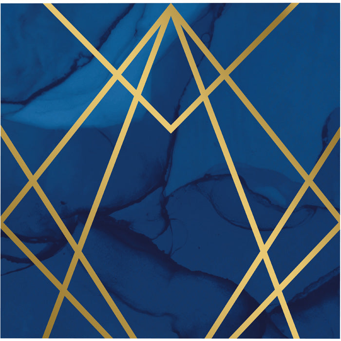 Party Decorations Navy Blue And Gold Foil Napkins, Pack Of 16