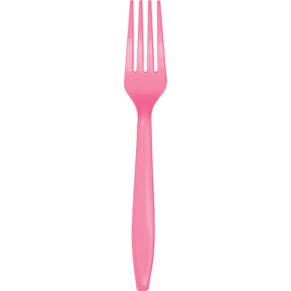 Party Decorations Candy Pink Plastic Forks, 24 ct