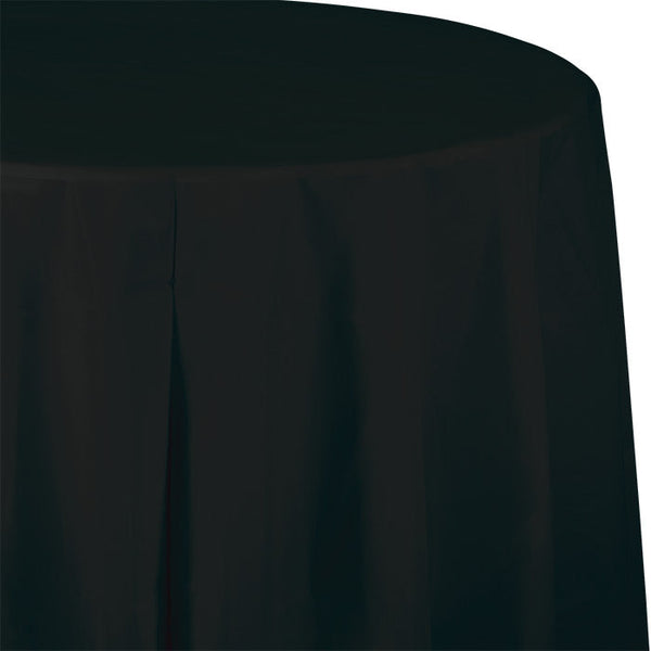 Party Decorations Black Velvet Round Plastic Tablecover, 82