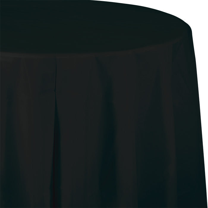 Party Decorations Black Velvet Round Plastic Tablecover, 82"