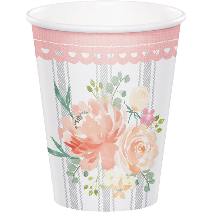 Party Decorations Farmhouse Floral Hot/Cold Paper Cups 9 Oz., 8 ct