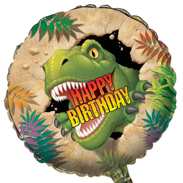 Party Decorations Dino Blast Metallic Balloon 18", Happy Birthday