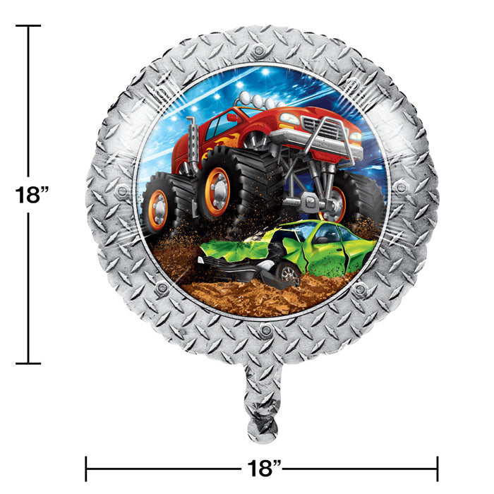 Party Decorations Monster Truck Rally Metallic Balloon 18"