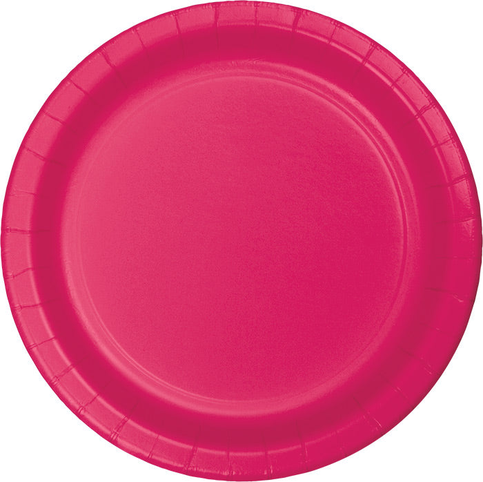 Party Decorations Hot Magenta Pink Paper Plates, 24 ct