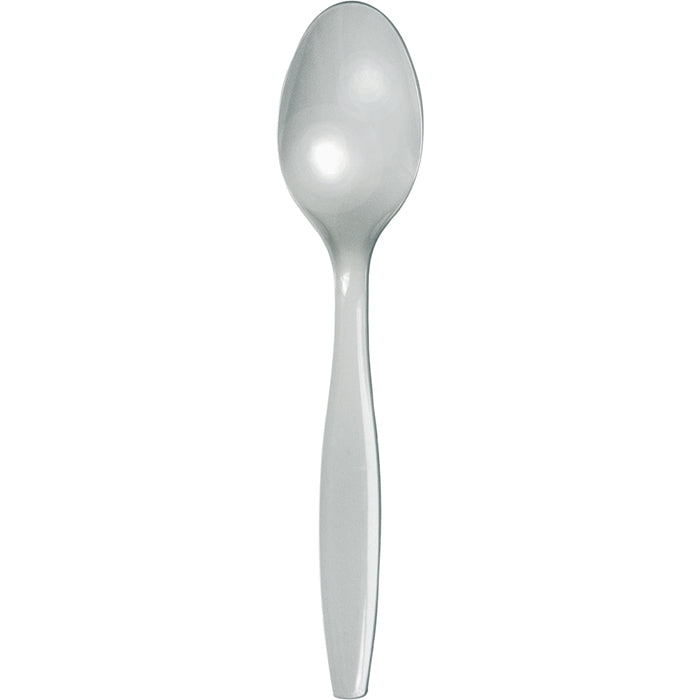 Party Decorations Shimmering Silver Plastic Spoons, 24 ct