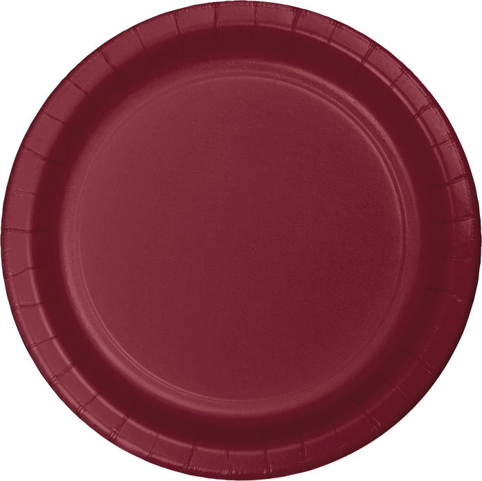 Party Decorations Burgundy Red Paper Plates, 24 ct