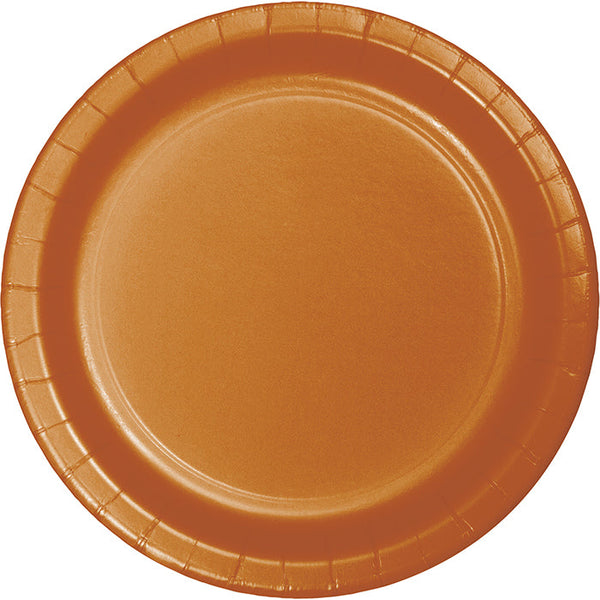 Party Decorations Pumpkin Spice Orange Paper Plates, 24 ct