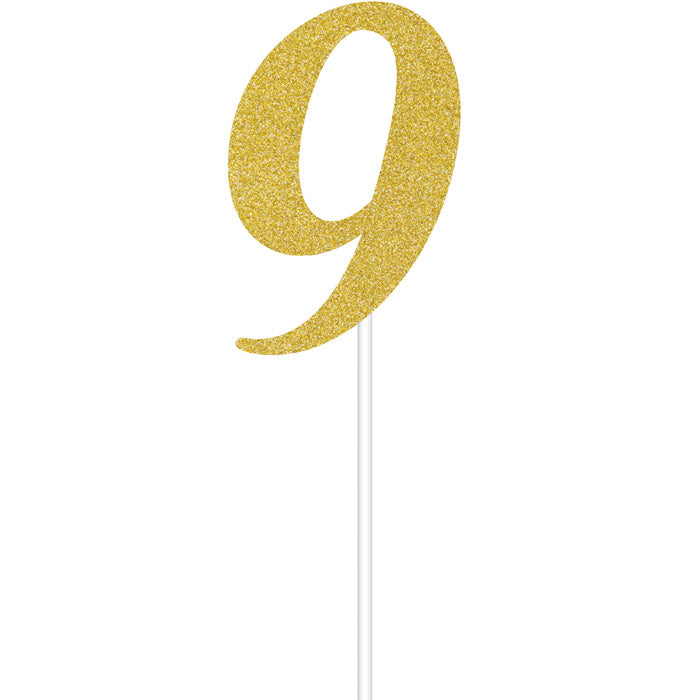 Party Decorations Gold Glitter #9 Cake Topper