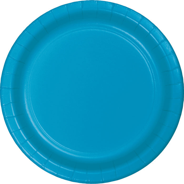 Party Decorations Turquoise Blue Paper Plates, 24 ct