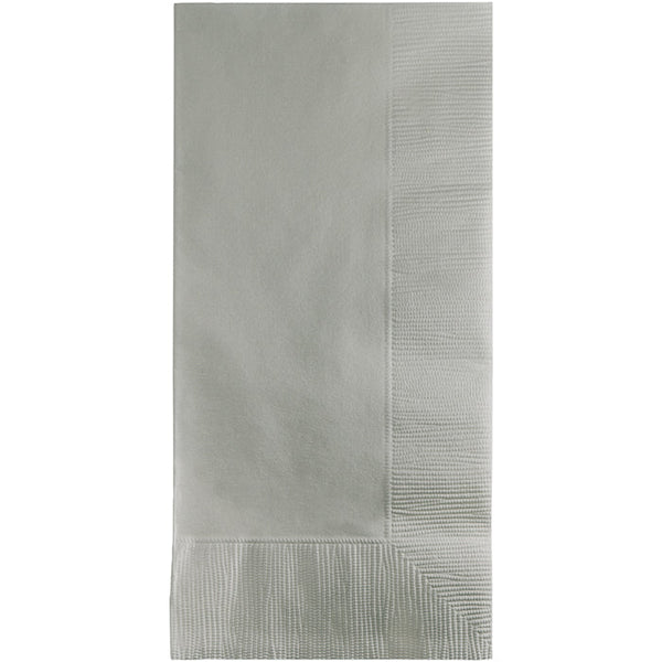 Party Decorations Shimmering Silver Dinner Napkins 2Ply 1/8Fld, 100 ct