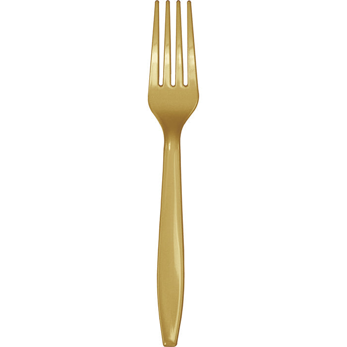 Party Decorations Glittering Gold Plastic Forks, 24 ct