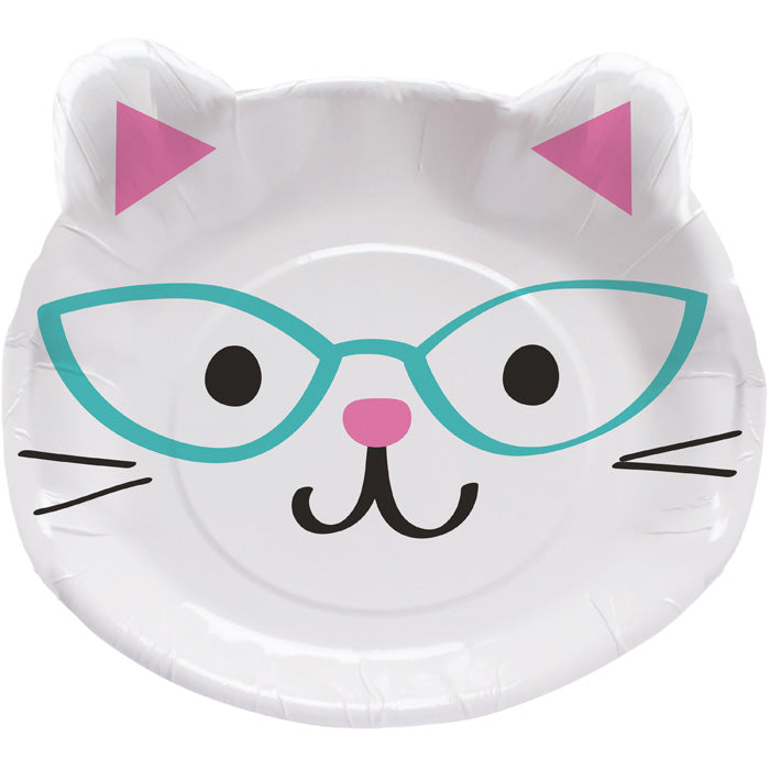 Party Decorations Purr-Fect Cat Party Shaped Paper Plate 9" Assorted Kittens, 8 ct