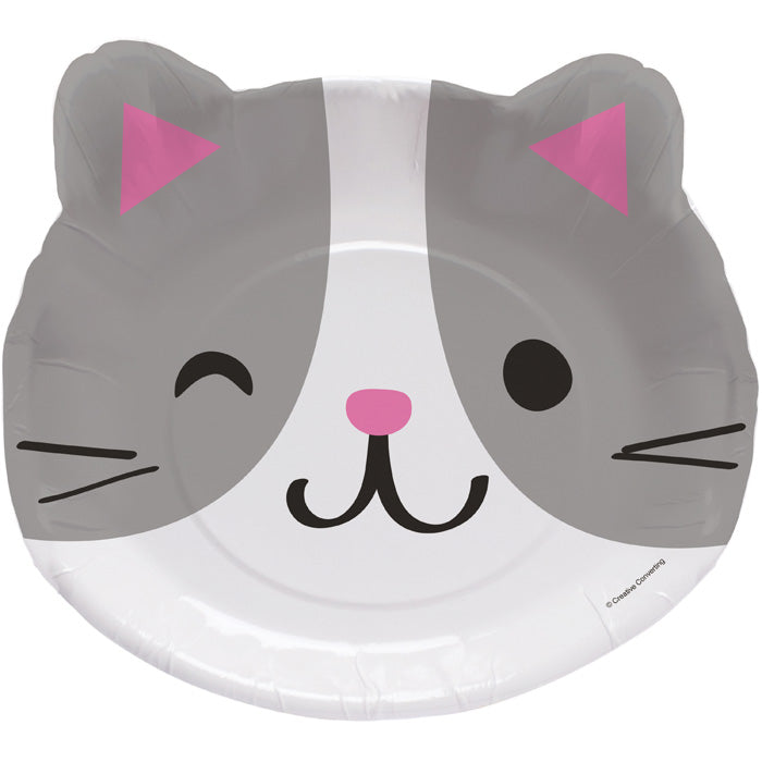 Party Decorations Purr-Fect Cat Party Shaped Paper Plate 9" Assorted Kittens, 8 ct