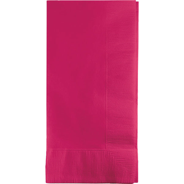 Party Decorations Hot Magenta Dinner Napkins 2Ply 1/8Fld, 50 ct