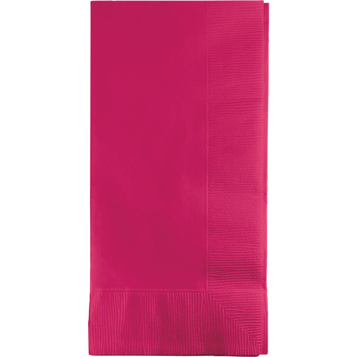 Party Decorations Hot Magenta Dinner Napkins 2Ply 1/8Fld, 50 ct