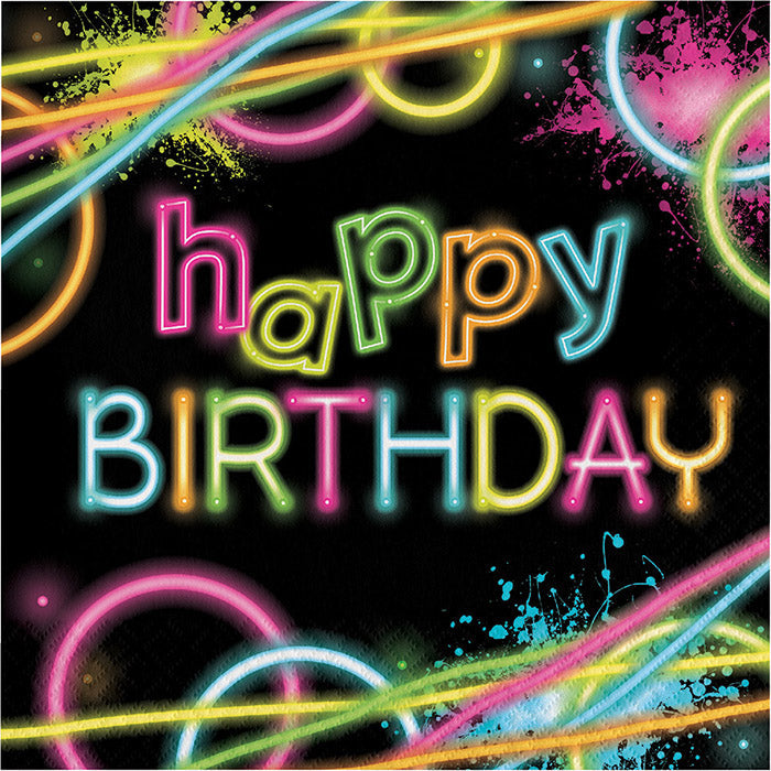 Party Decorations Glow Party Birthday Napkins, 16 ct