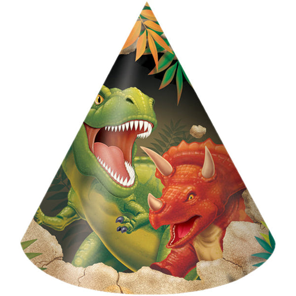 Party Decorations Dinosaur Party Hats, 8 Count