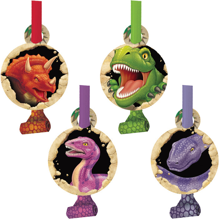 Party Decorations Dino Blast Blowouts W/Med, 8 ct