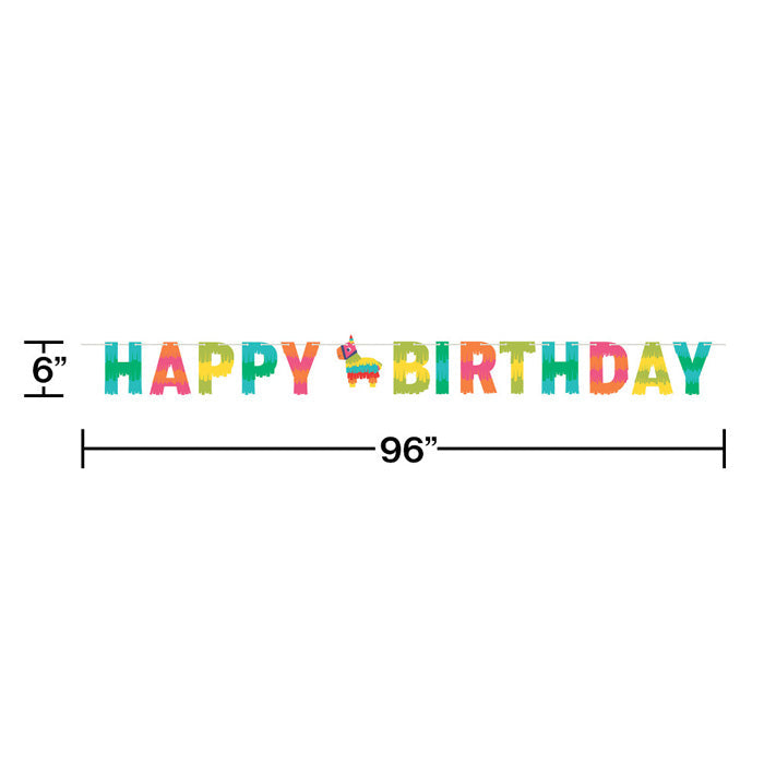 Party Decorations Fiesta Fun Shaped Banner With Twine, Happy Birthday