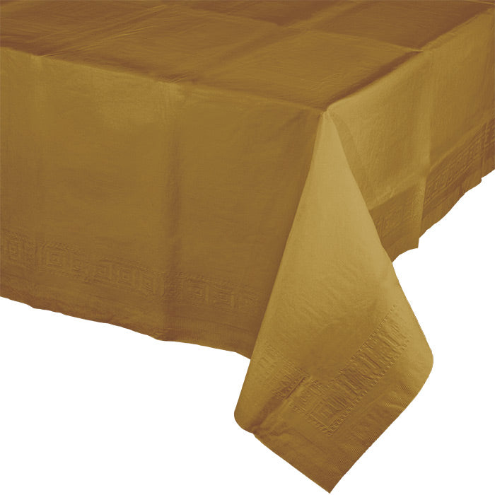 Party Decorations Glittering Gold Tablecover 54"X 108" Polylined Tissue