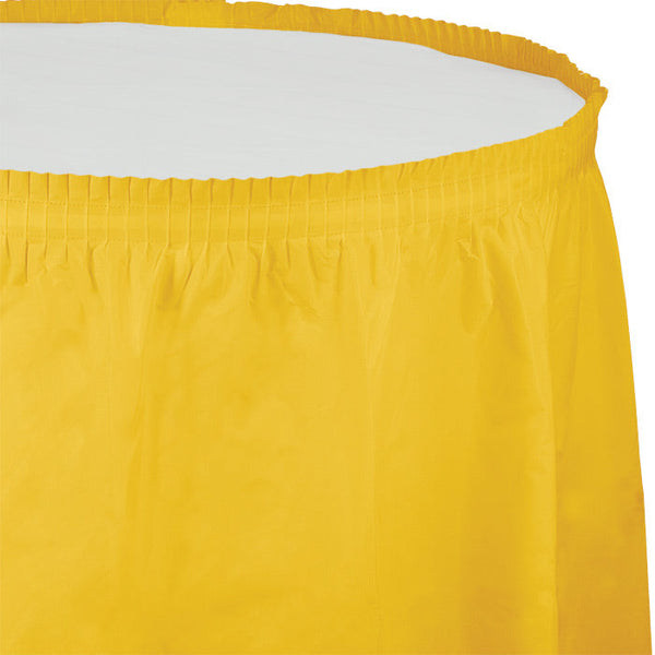 Party Decorations School Bus Yellow Plastic Tableskirt, 14' X 29