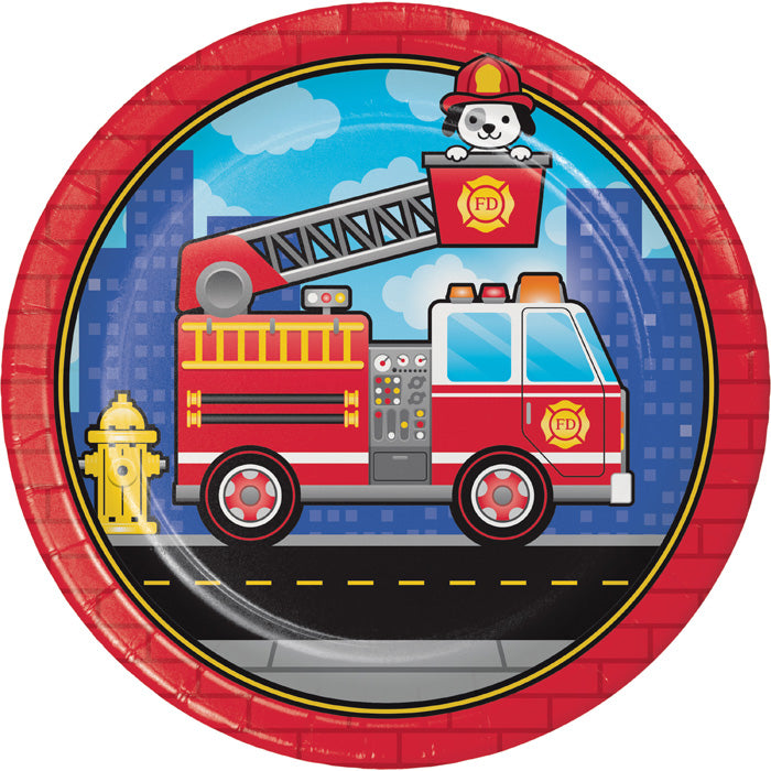 Party Decorations Fire Truck Paper Plates, 8 ct