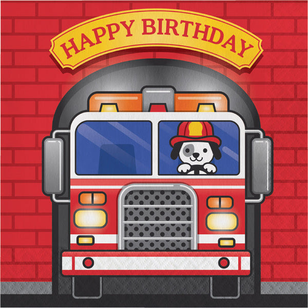 Party Decorations Fire Truck Birthday Napkins, 16 ct