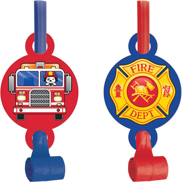 Party Decorations Fire Truck Blowouts W/ Med, 8 ct