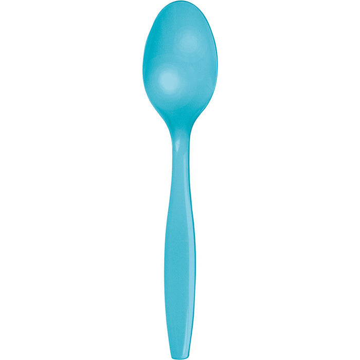 Party Decorations Bermuda Blue Plastic Spoons, 24 ct