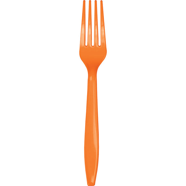 Party Decorations Sunkissed Orange Plastic Forks, 24 ct