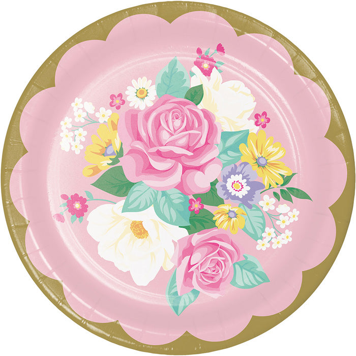 Party Decorations Floral Tea Party Paper Plates, 8 ct