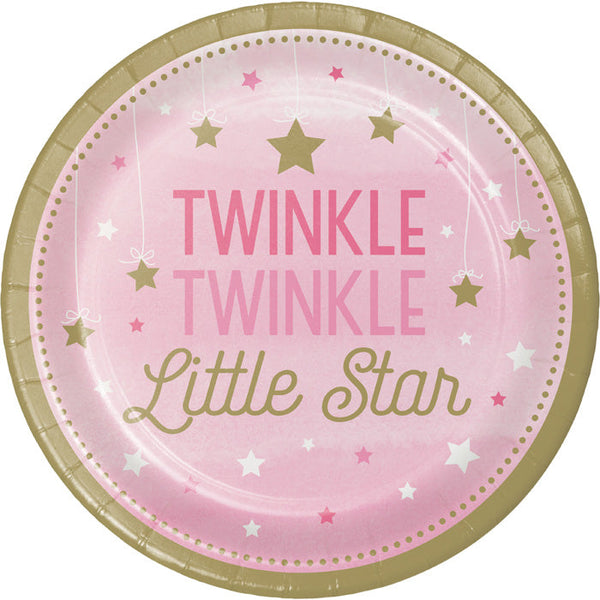 Party Decorations One Little Star Girl Paper Plates, 8 ct