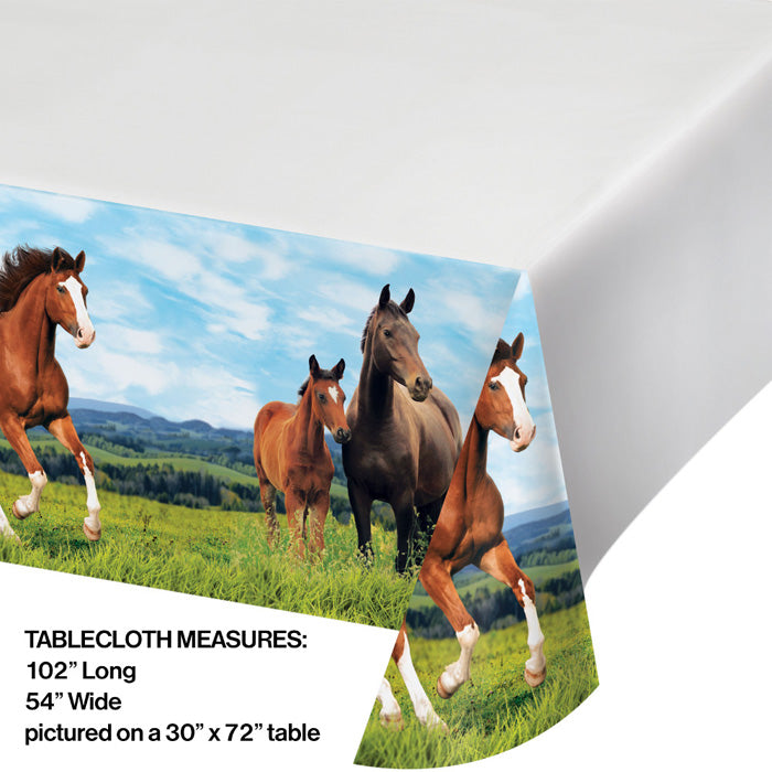 Party Decorations Horse And Pony Plastic Tablecover Border Print, 54" X 102"